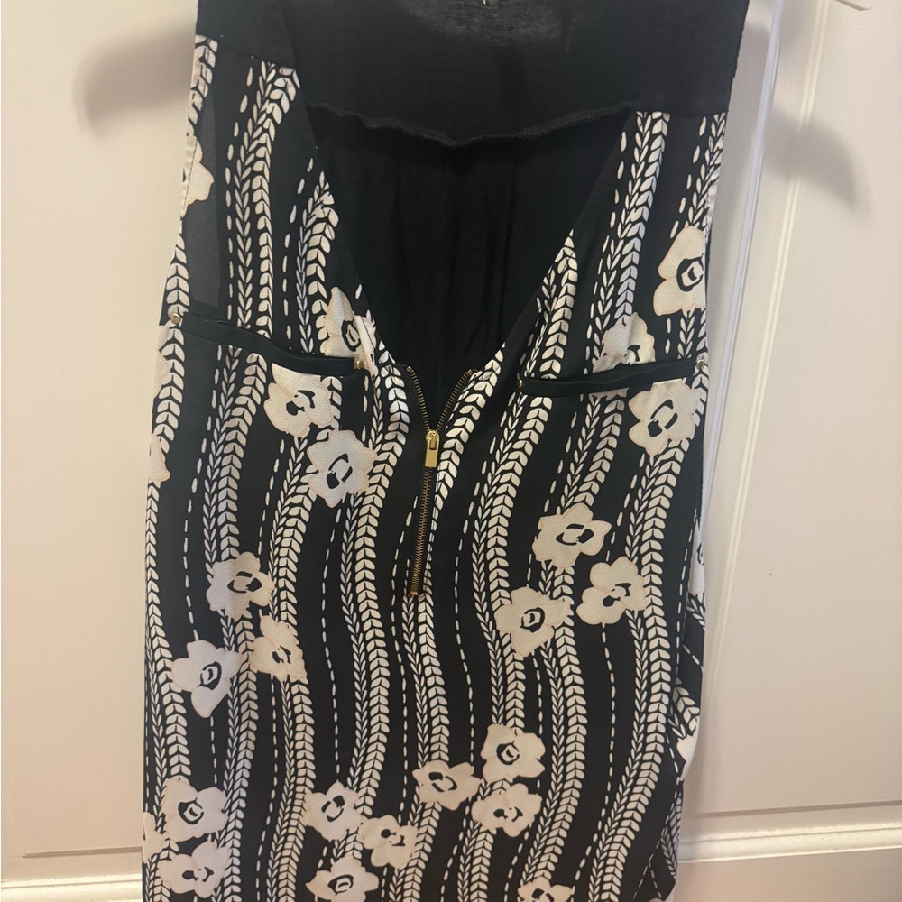 Express Black and White Embellished Cocktail Blouse
